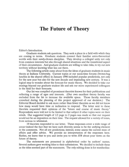 The Future of Theory