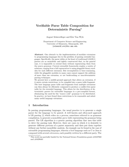 Verifiable Parse Table Composition for Deterministic Parsing*