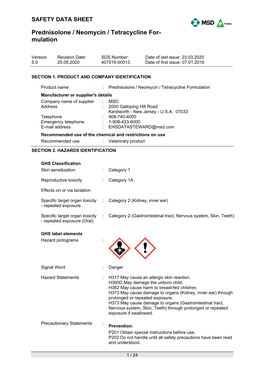 Prednisolone / Neomycin / Tetracycline For- Mulation