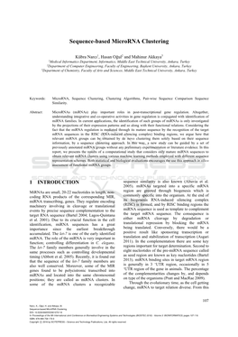 Sequence-Based Microrna Clustering