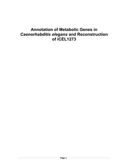 Annotation of Metabolic Genes in Caenorhabditis Elegans and Reconstruction of Icel1273
