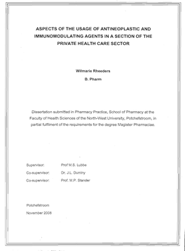 Aspects of the Usage of Antineoplastic and 1Mmunomodulating Agents in a Section of the Private Health Care Sector