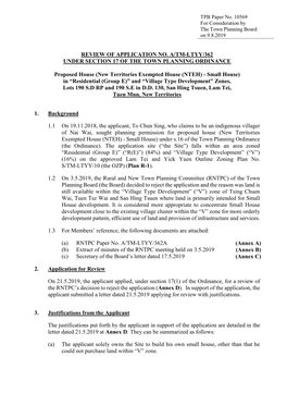 Review of Application No. A/Tm-Ltyy/362 Under Section 17 of the Town Planning Ordinance