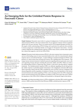 An Emerging Role for the Unfolded Protein Response in Pancreatic Cancer