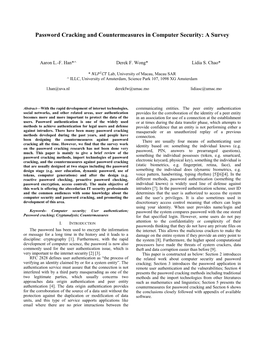 Password Cracking and Countermeasures in Computer Security: a Survey