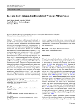 Face and Body: Independent Predictors of Women's Attractiveness