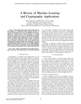 A Review of Machine Learning and Cryptography Applications