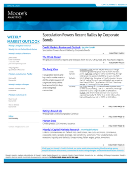 Speculation Powers Recent Rallies by Corporate Bonds Moody's Analytics/New York: » FULL STORY PAGE 2