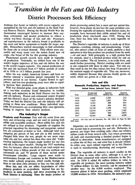 Transition in the Fats and Oils Industry