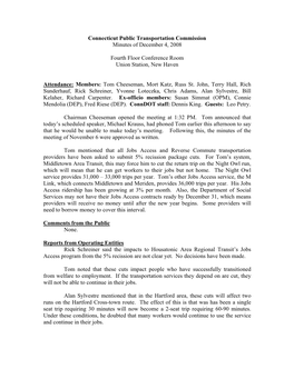 Connecticut Public Transportation Commission Minutes of December 4, 2008