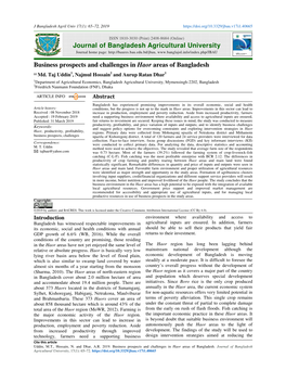 Business Prospects and Challenges in Haor Areas of Bangladesh