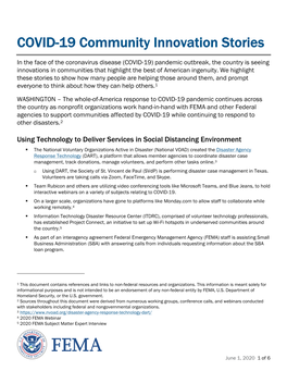 COVID-19 Community Innovation Stories