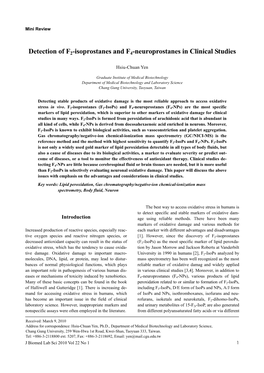 Detection of F2-Isoprostanes and F4-Neuroprostanes in Clinical Studies