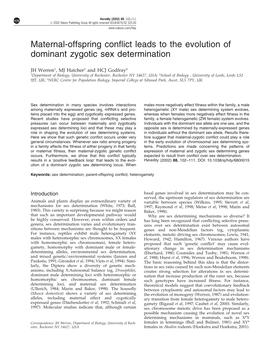 Maternal-Offspring Conflict Leads to the Evolution of Dominant Zygotic Sex