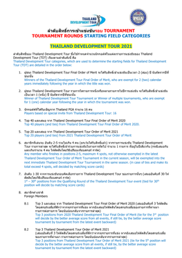 Thailand Development Tour 2021