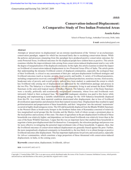 Conservation-Induced Displacement: a Comparative Study of Two Indian Protected Areas