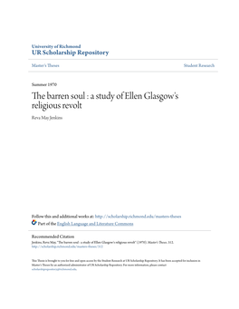 The Barren Soul : a Study of Ellen Glasgow's Religious Revolt