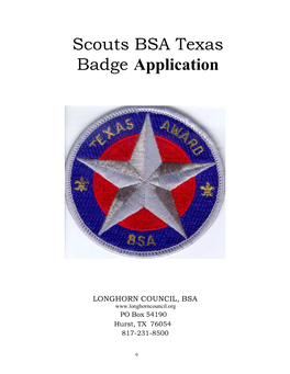 Scouts BSA Texas Badge Application