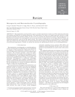 Microgravity and Macromolecular Crystallography Craig E