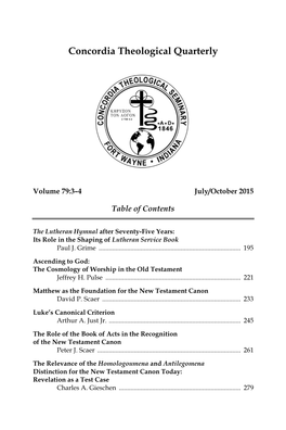 Concordia Theological Quarterly