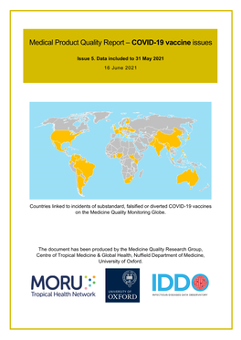 Medical Product Quality Report – COVID-19 Vaccine Issues