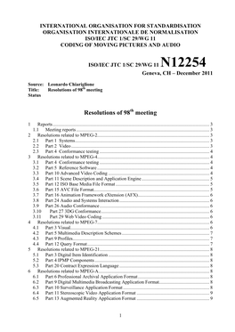 Resolutions of 98Th Meeting Status