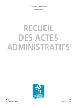 Recueil Des Actes Administratifs