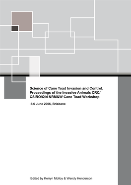 CSIRO/Qld NRM&W Cane Toad Workshop