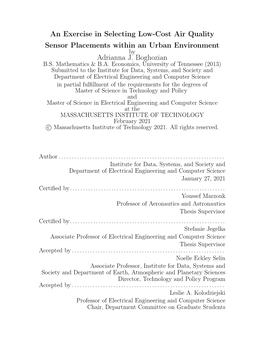 An Exercise in Selecting Low-Cost Air Quality Sensor Placements Within an Urban Environment by Adrianna J