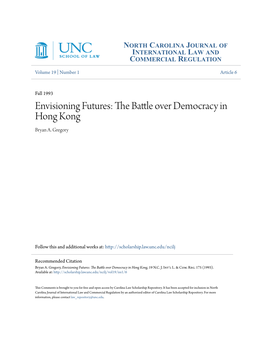The Battle Over Democracy in Hong Kong, 19 N.C