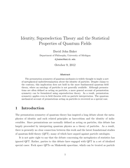 Identity, Superselection Theory and the Statistical Properties of Quantum Fields