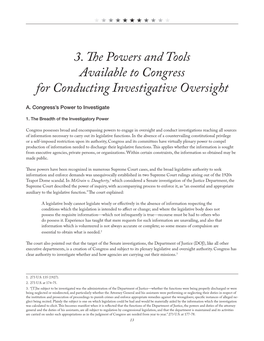 3. the Powers and Tools Available to Congress for Conducting Investigative Oversight A