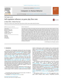 Self-Regulation Influence on Game Play Flow State