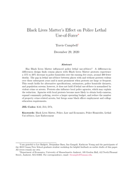 Black Lives Matter's Effect on Police Lethal Use-Of-Force