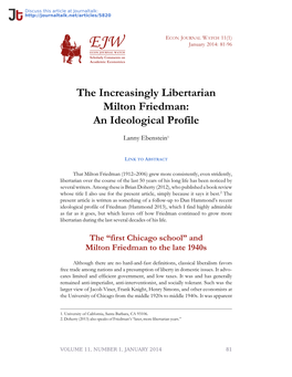 The Increasingly Libertarian Milton Friedman: an Ideological Profile