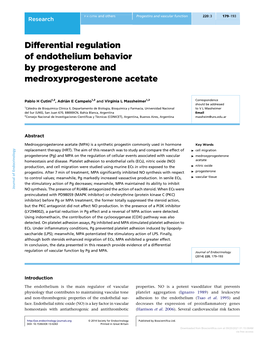 Differential Regulation of Endothelium Behavior by Progesterone and Medroxyprogesterone Acetate
