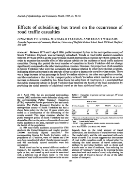 Effects of Subsidising Bus Travel on the Occurrence of Road Traffic Casualties