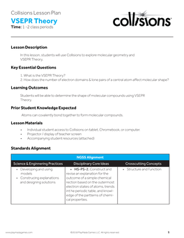 Collisions Lesson Plan VSEPR Theory Time: 1 -2 Class Periods