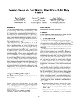 Column-Stores Vs. Row-Stores: How Different Are They Really?