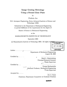 Image Grating Metrology Using a Fresnel Zone Plate Chulmin