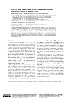 Effects of Static Magnetic Field on the Ultradian Lateral Leaflet Movement Rhythm in Desmodium Gyrans