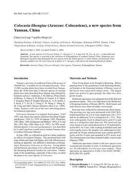 Colocasia Lihengiae (Araceae: Colocasieae), a New Species from Yunnan, China