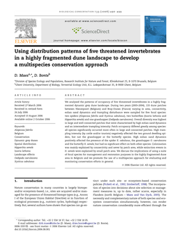 Using Distribution Patterns of Five Threatened Invertebrates in a Highly