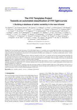 The VVV Templates Project Towards an Automated Classification of VVV