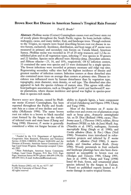 Brown Root Rot Disease in American Samoa's Tropical Rain Forestsl