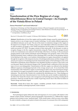 Transformation of the Flow Regime of a Large Allochthonous River in Central Europe—An Example of the Vistula River in Poland
