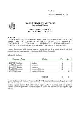 COMUNE DI BORGOLAVEZZARO Provincia Di Novara