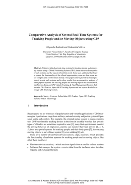 Comparative Analysis of Several Real-Time Systems for Tracking People And/Or Moving Objects Using GPS