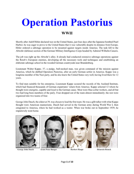 Operation Pastorius WWII