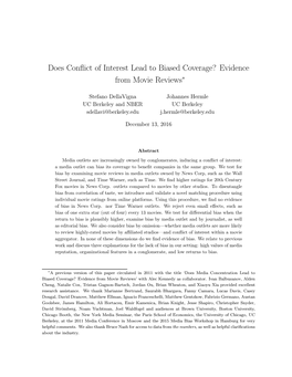 Does Conflict of Interest Lead to Biased Coverage? Evidence From